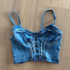 Denim Button-Up Crop Top